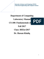 Department of Computing Laboratory Manual Cs-100: Fundamentals of Ict Fall 2017 Class: Beenv2017 Dr. Hassan Khaliq