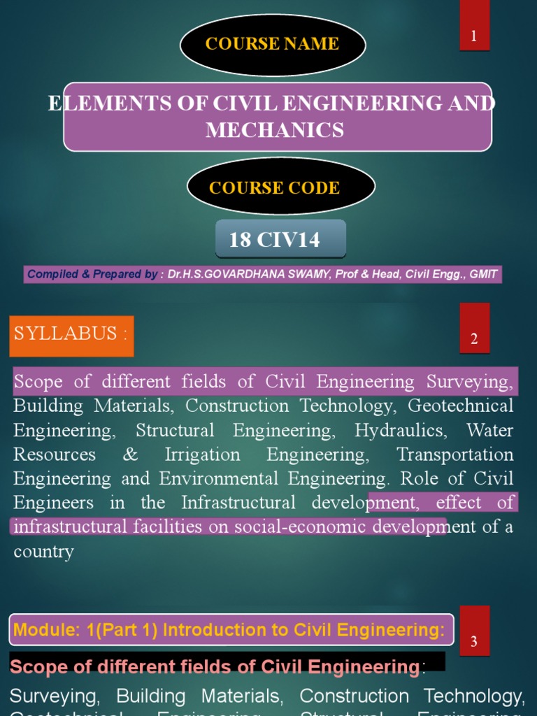 Introduction to Civil Engineering Elements | PDF | Civil Engineering ...