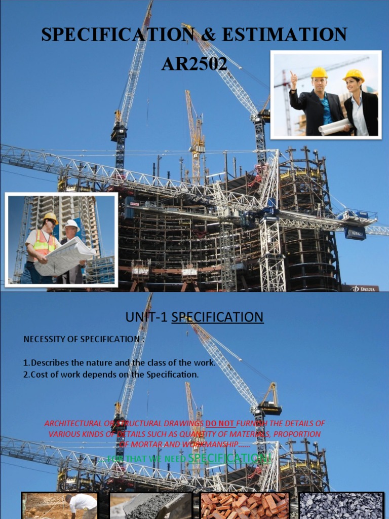 Specification and Estimation Overview | PDF | Concrete | Specification ...