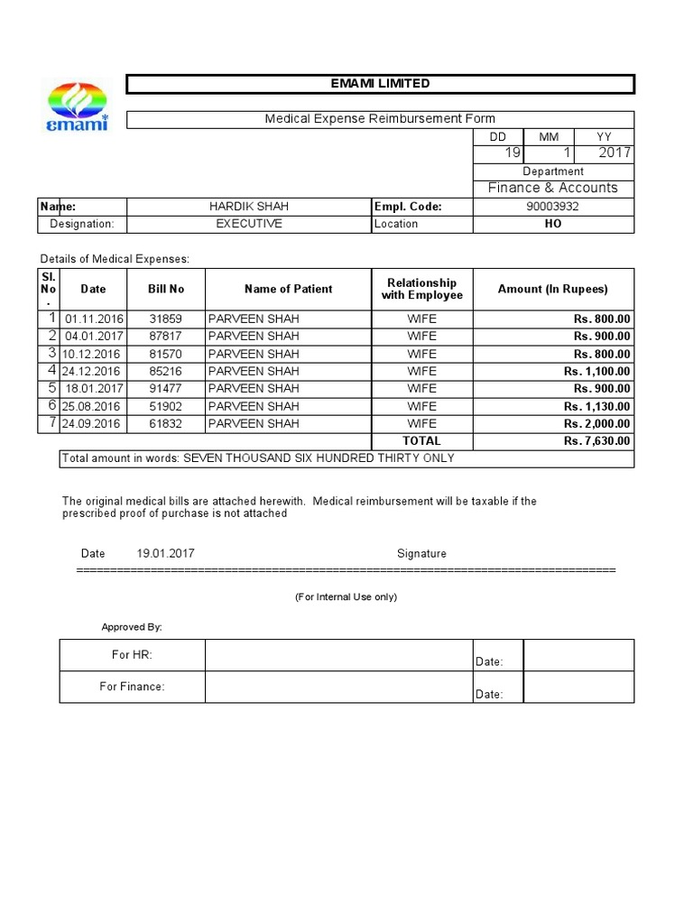 Medical Expense and LTA Claim Form | PDF | Health Care | Government ...