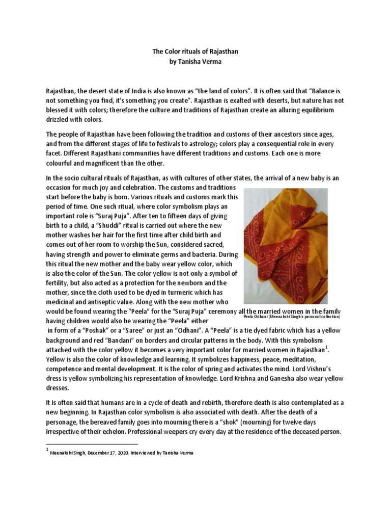 Color Symbolism in Rajasthan Rituals | PDF | Clothing | Sikhism