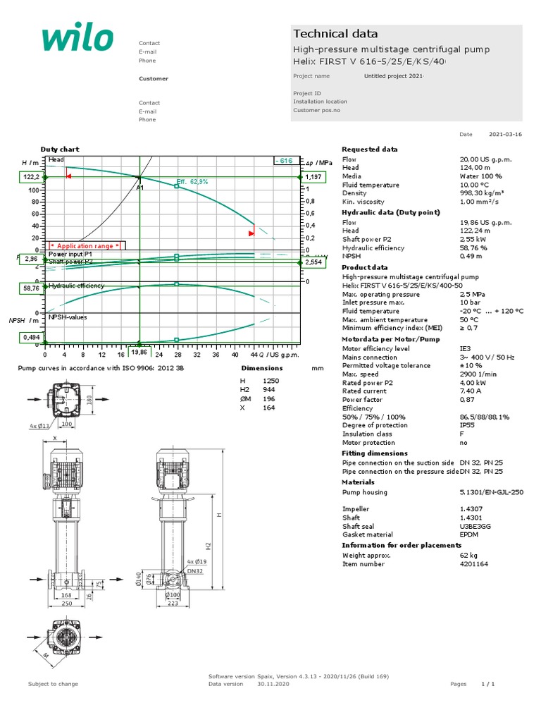 Jockey Pump 20USGPM 124m PDF Pump Fluid Mechanics