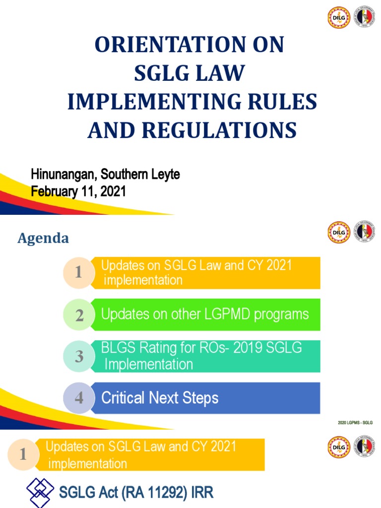 Orientation On SGLG Law Implementing Rules and Regulations: Hinunangan ...