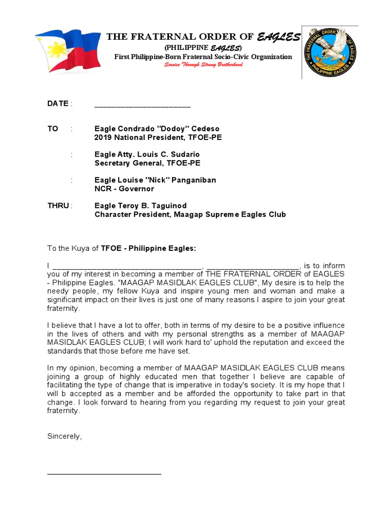 Membership Request to TFOE-Philippines | PDF