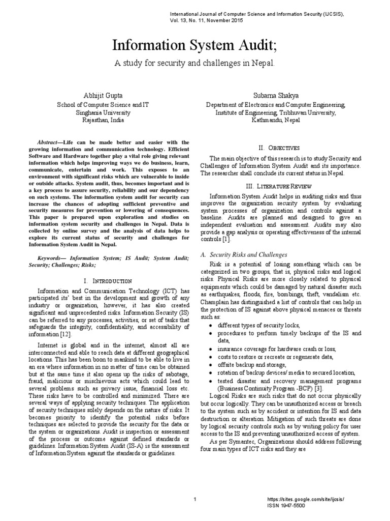 Nepal's IS Audit: Security Challenges | PDF | Information Security | Audit