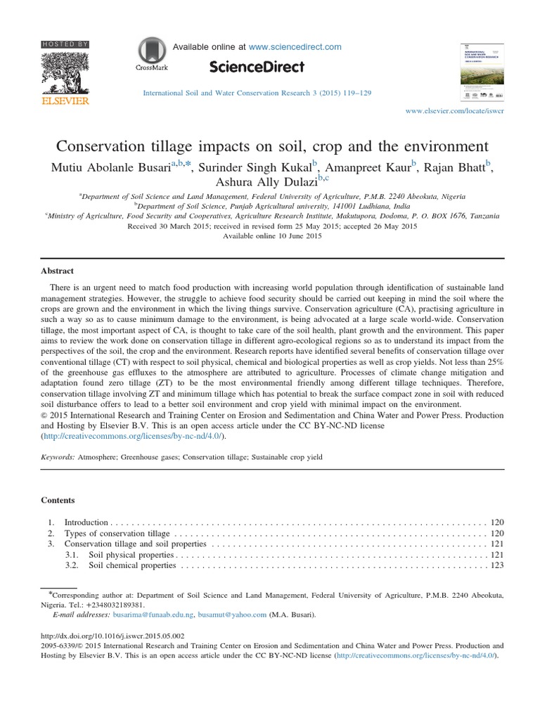 Conservation Tillage Impacts On Soil, Crop and The Environment | PDF ...
