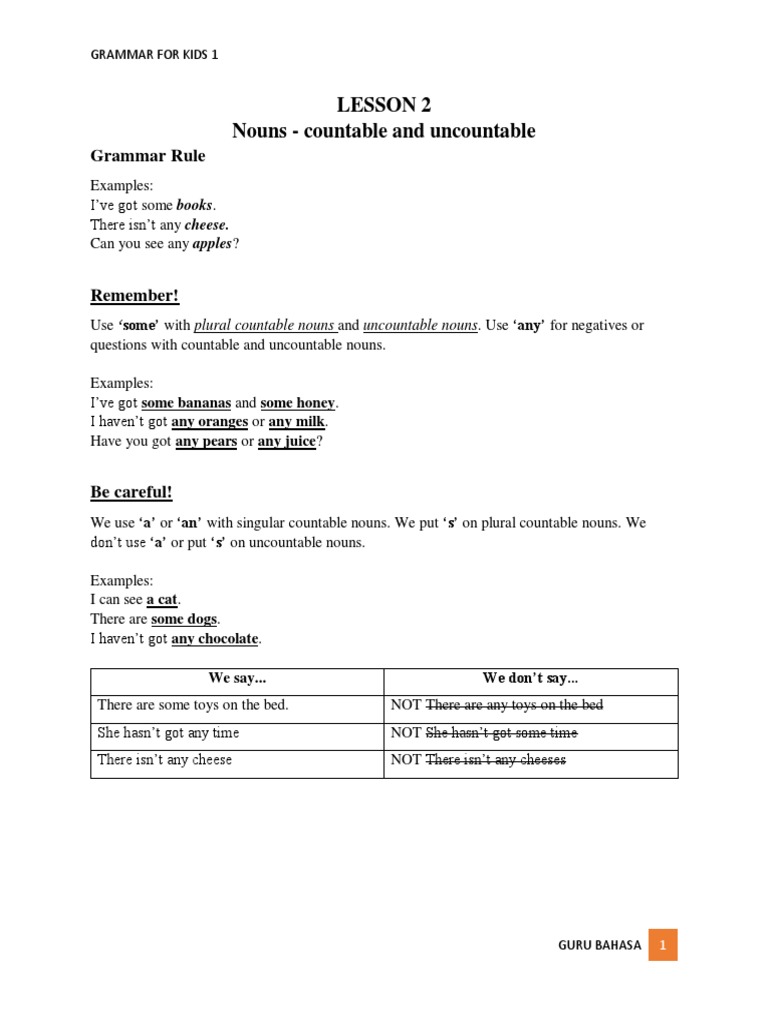 Countable vs Uncountable Nouns Guide | PDF | Wellness