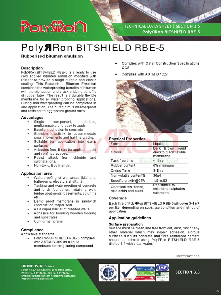 PolyЯRon BITSHIELD RBE-5 Overview | PDF | Concrete | Adhesive