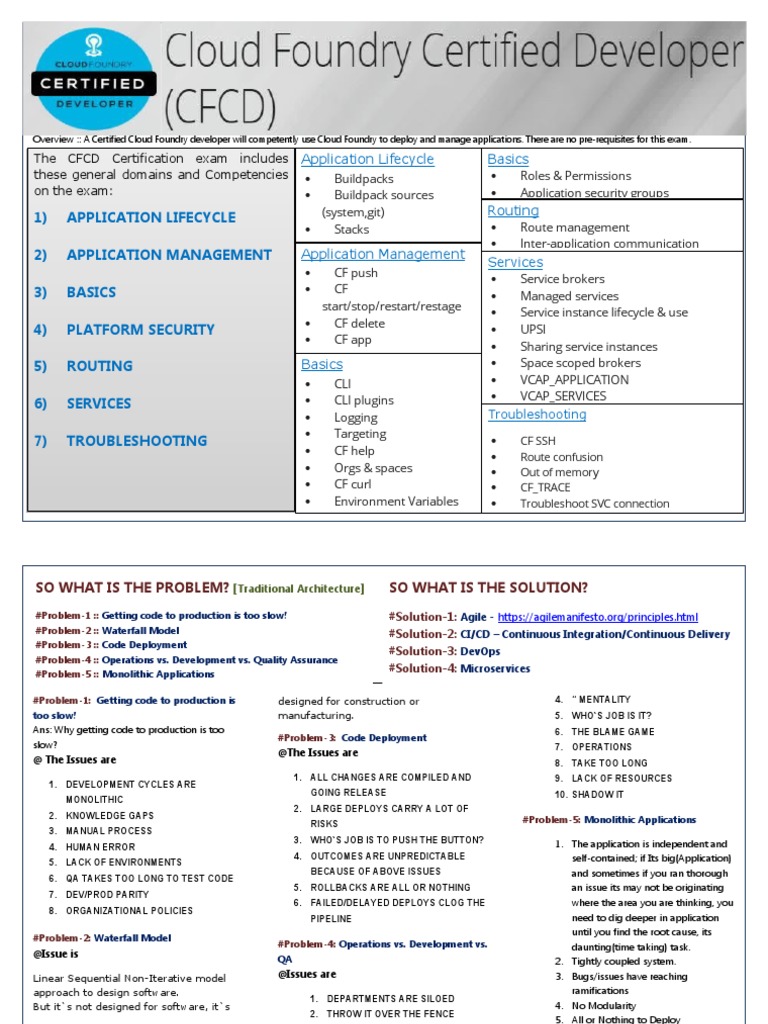 Cloud Foundry Developer Certification Guide | PDF | Software As A ...