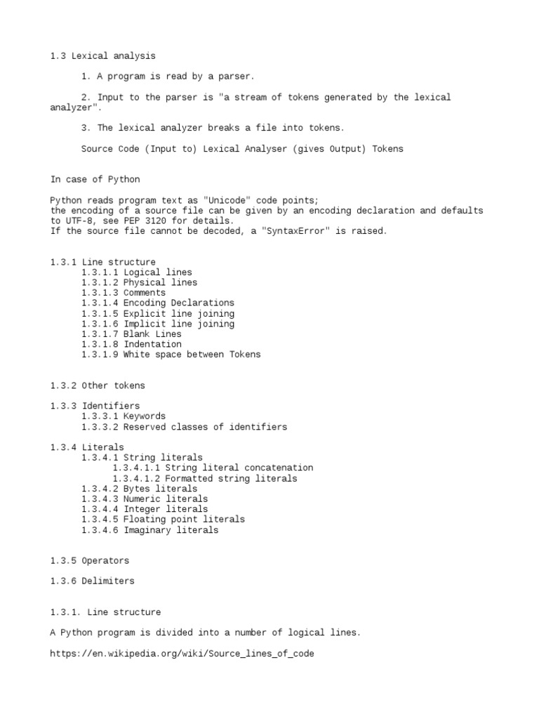 1.3 Lexical Analysis of Python | Download Free PDF | String (Computer ...