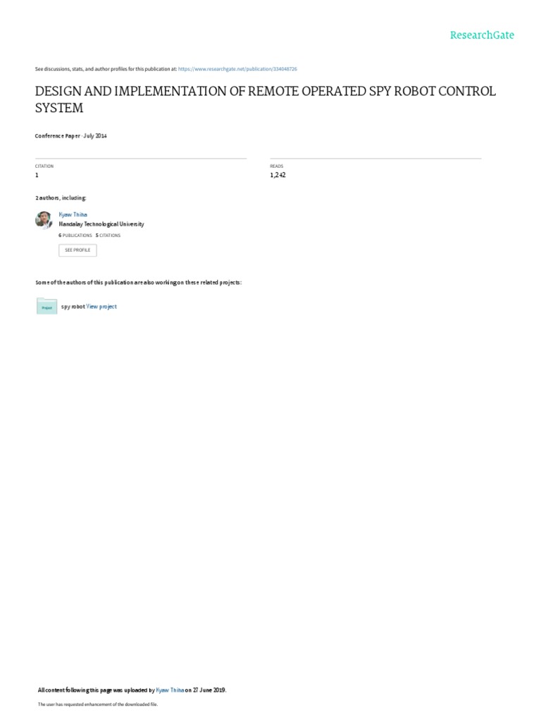 Design and Implementation of Remote Operated Spy Robot Control System ...