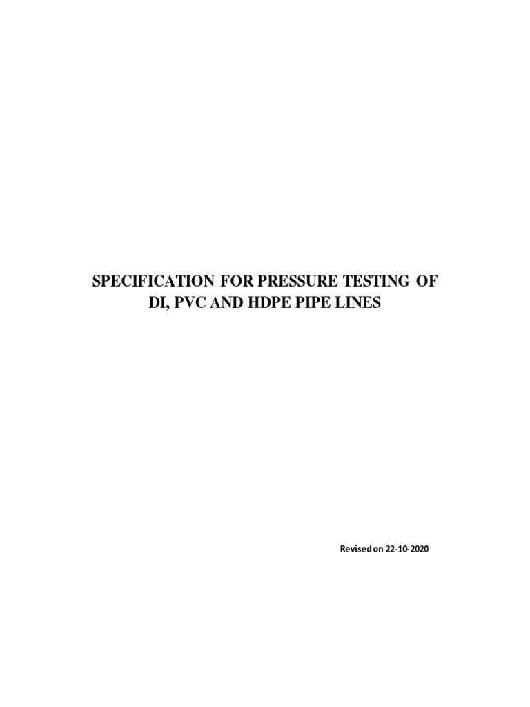 HDPE Pipe Pressure Testing Standards | PDF | Pipeline Transport | Pipe ...