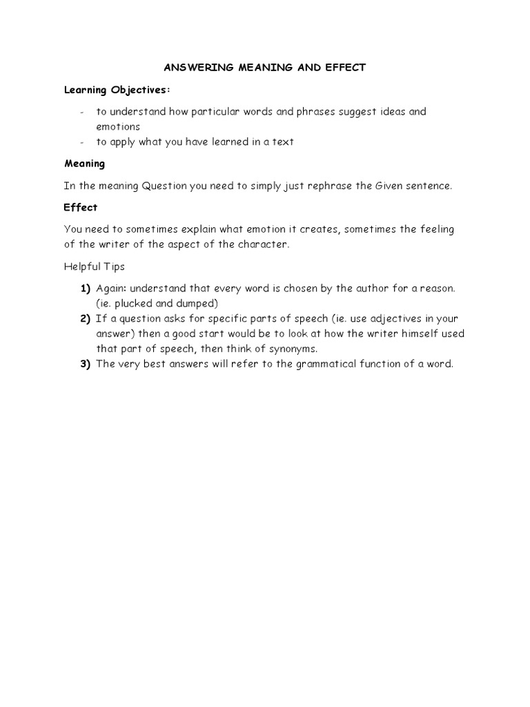 Answering Meaning and Effect | PDF
