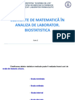 Elemente de Matematică În Analiza de Laborator. Biostatistica