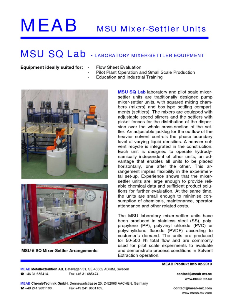 Msu SQ LAB Mixer Settler Download Free PDF Chemical Substances Materials