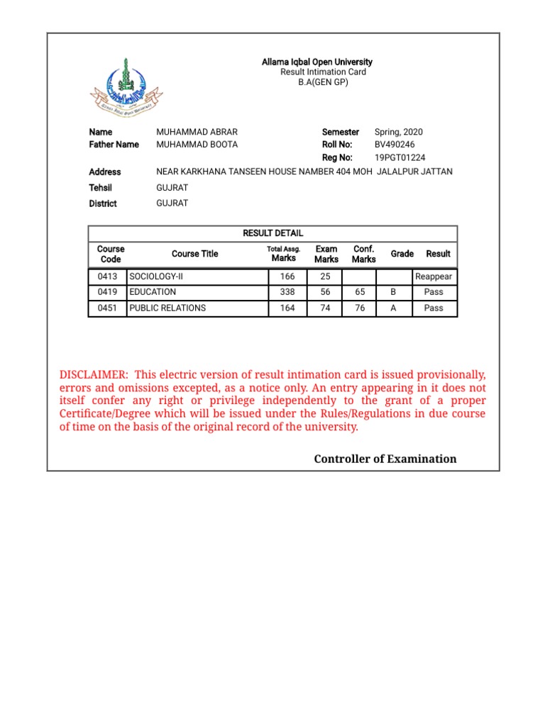 3rd Semester Result | PDF