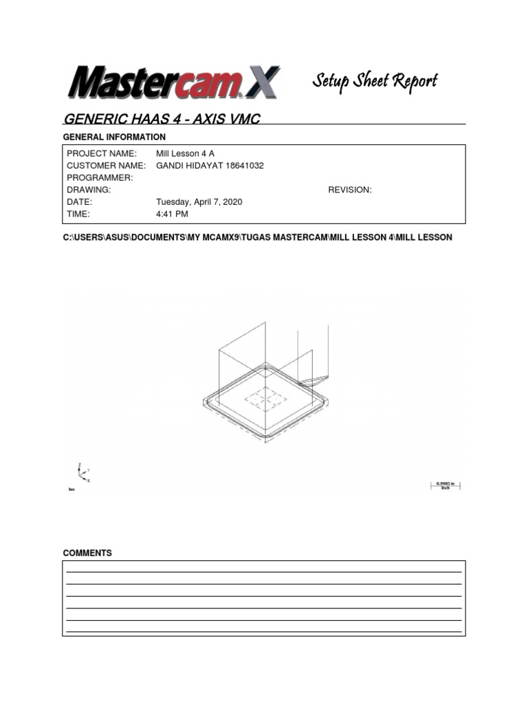Setup Sheet Report: Generic Haas 4 - Axis VMC | PDF | Cutting Tools ...