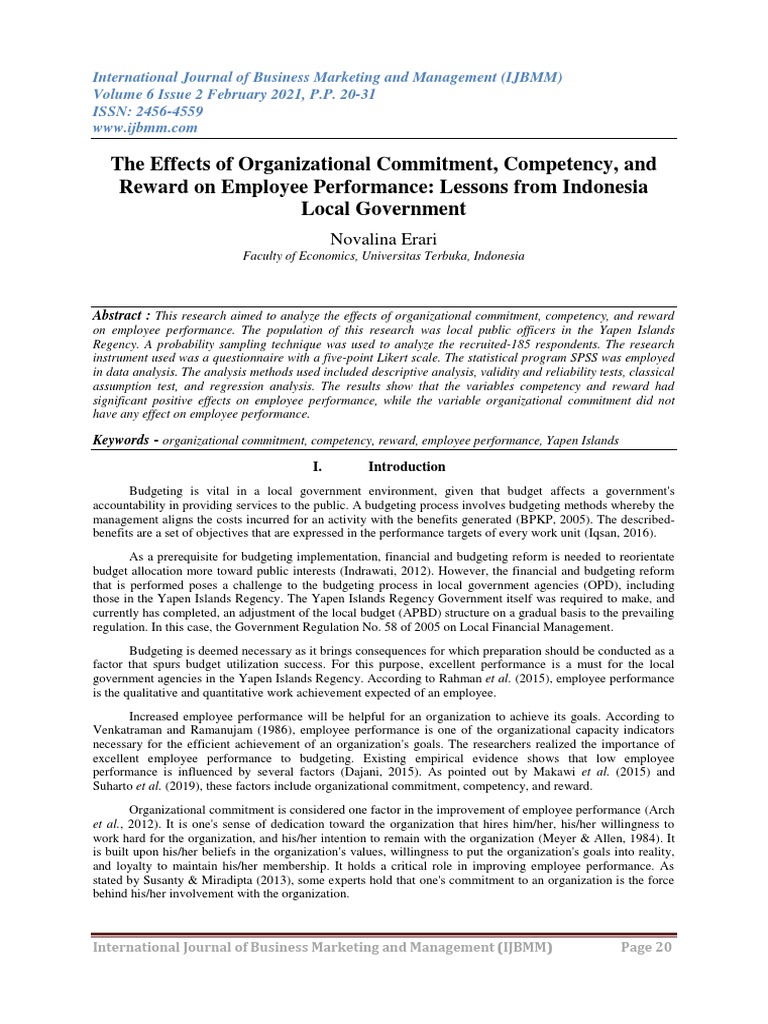 Impact of Commitment and Rewards on Performance | PDF | Business
