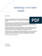 Medical technologist cover letter sample
