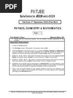 Fiitjee: Solutions To JEE (Main) - 2020