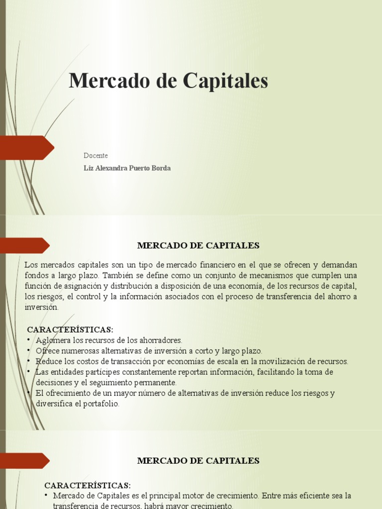 Introducción al Mercado de Capitales | PDF | Bolsa | Bolsa de Valores