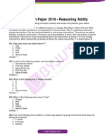 SBI PO Question Paper 2019 Reasoning Ability
