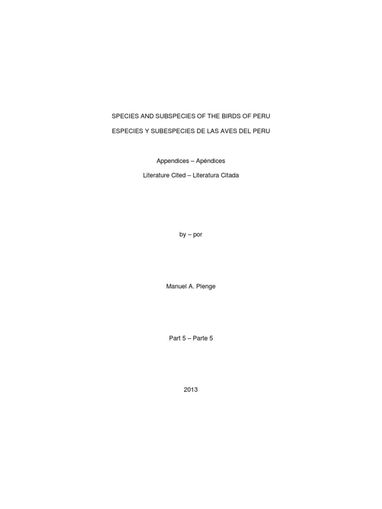Birds of Peru: Species and Contributors | PDF | Paravians | Birds