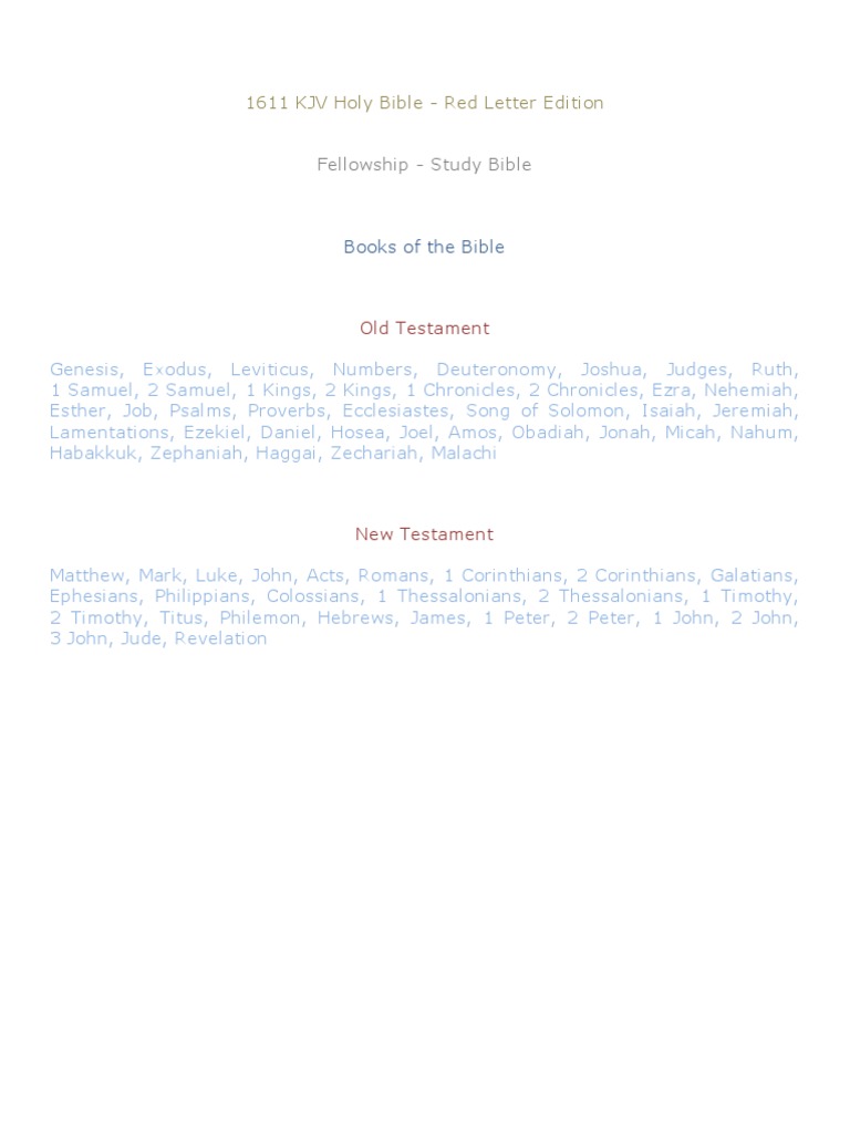 1611 KJV Holy Bible Study Fellowship Version Red Letter Edition