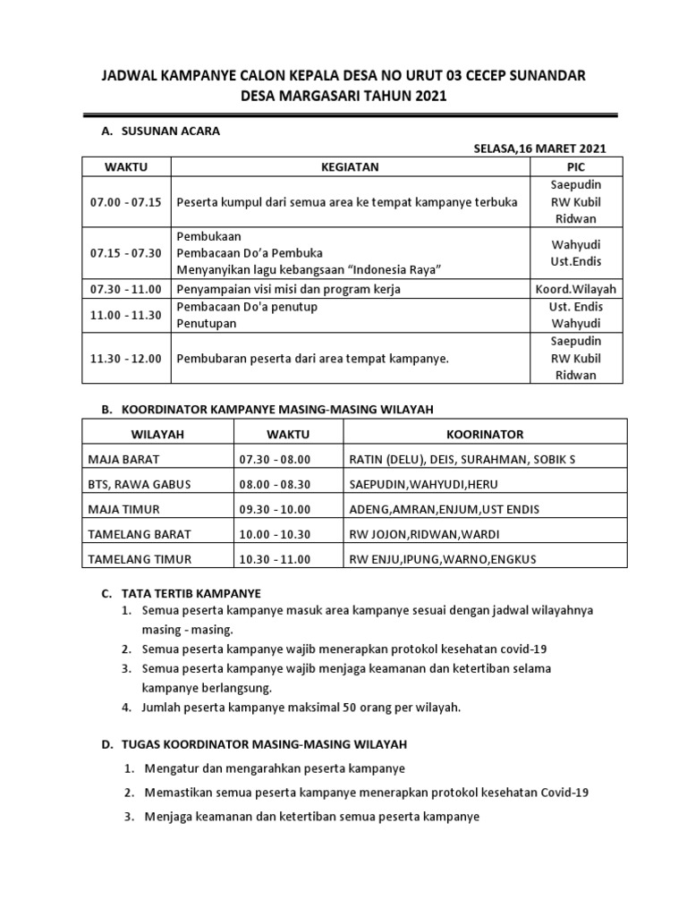 Susunan Acara Kampanye | PDF