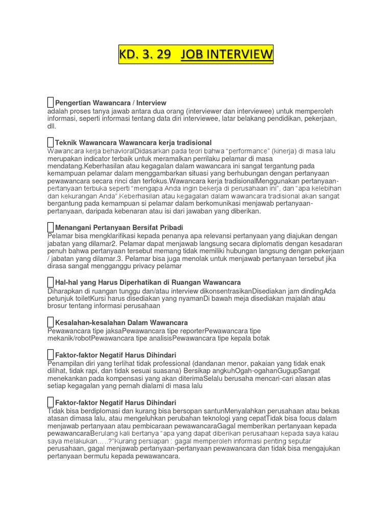 Panduan Lengkap Job Interview | PDF | Karier & Perkembangan | Bisnis