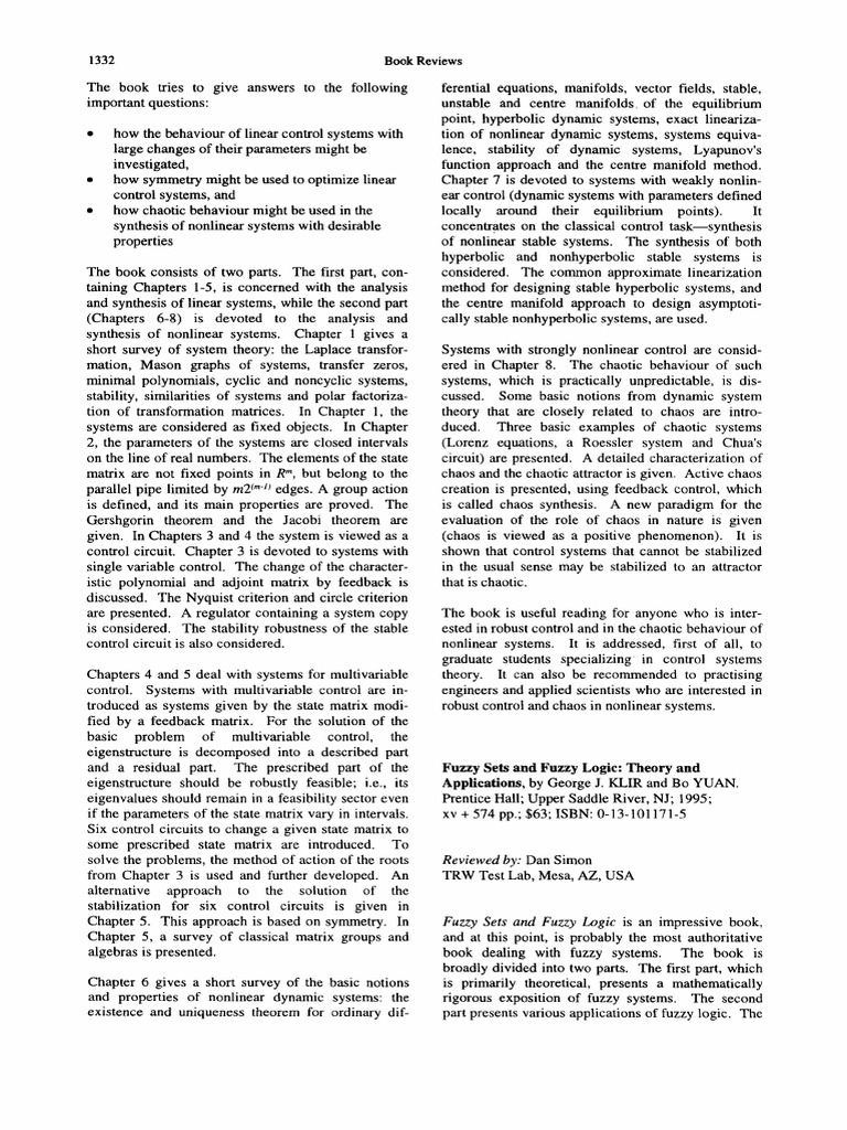 Fuzzy Sets and Fuzzy Logic Theory and AP | PDF | Fuzzy Logic | Chaos Theory