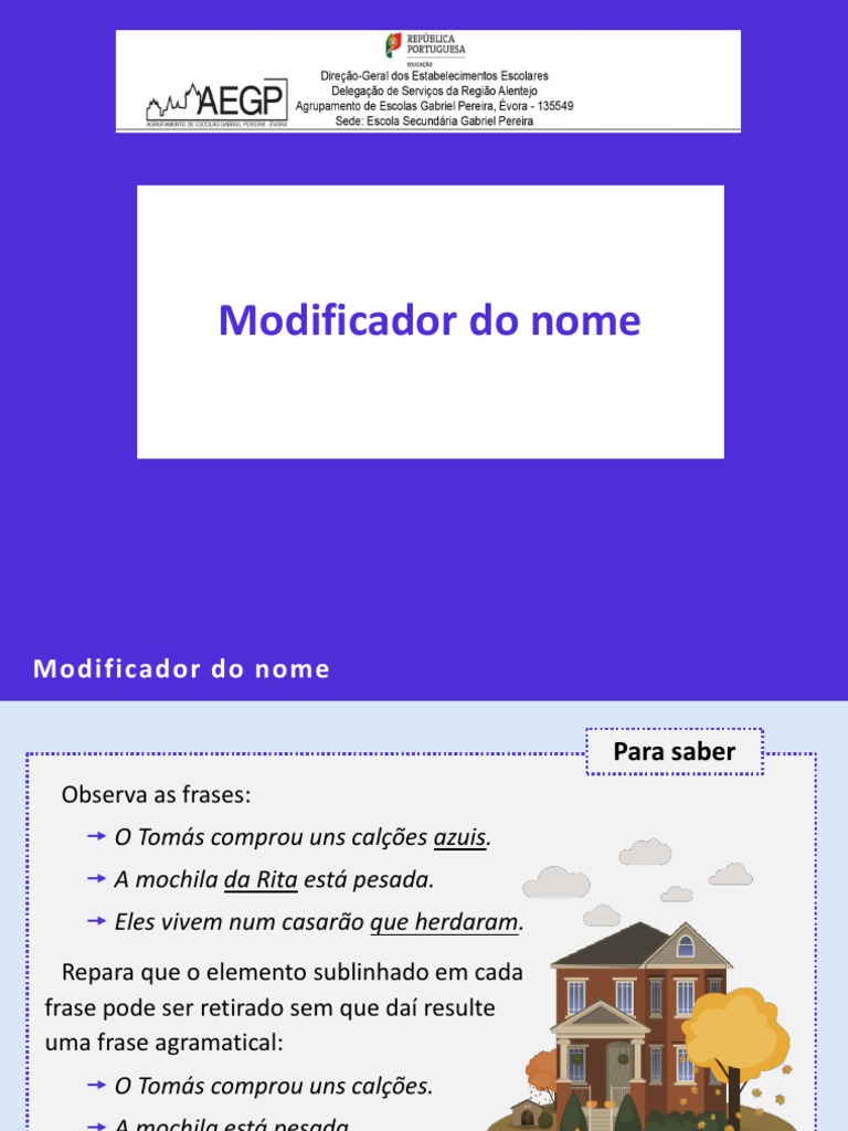 Modificador Do Nome | PDF | Sintaxe | Gramática