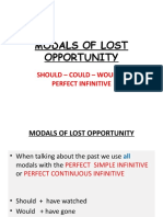 Modals of Lost Opportunity: Should - Could - Would + Perfect Infinitive