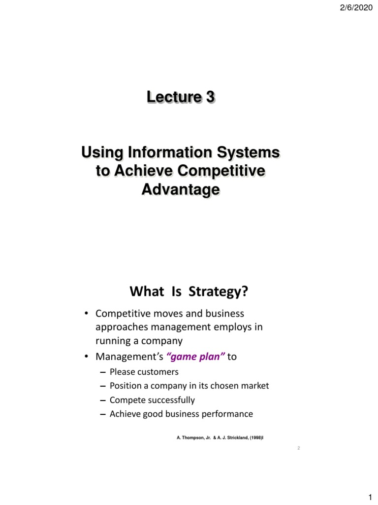 Lecture 3 Information Systems, Organization and Strategy | PDF | Value ...