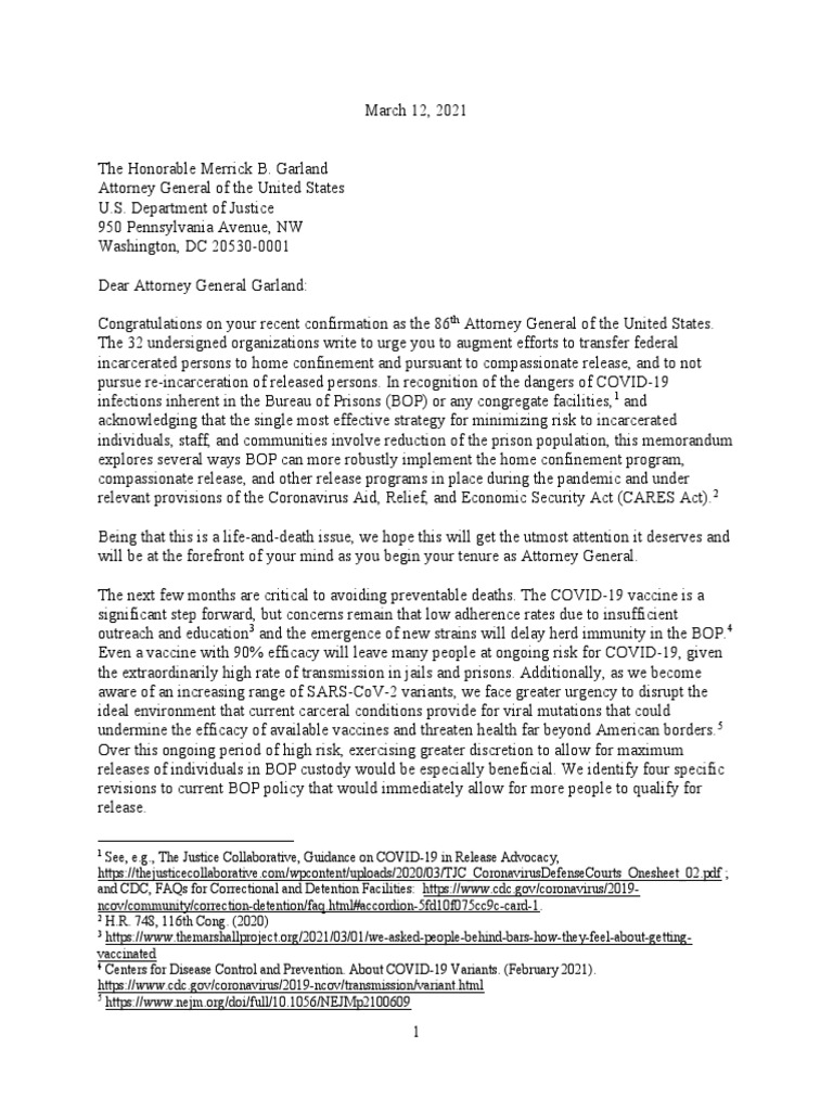 Urgent Call for Federal Prison Releases | PDF | Prison | Solitary ...