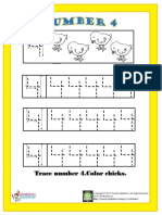 Number 4 Trace Worksheet For Kids