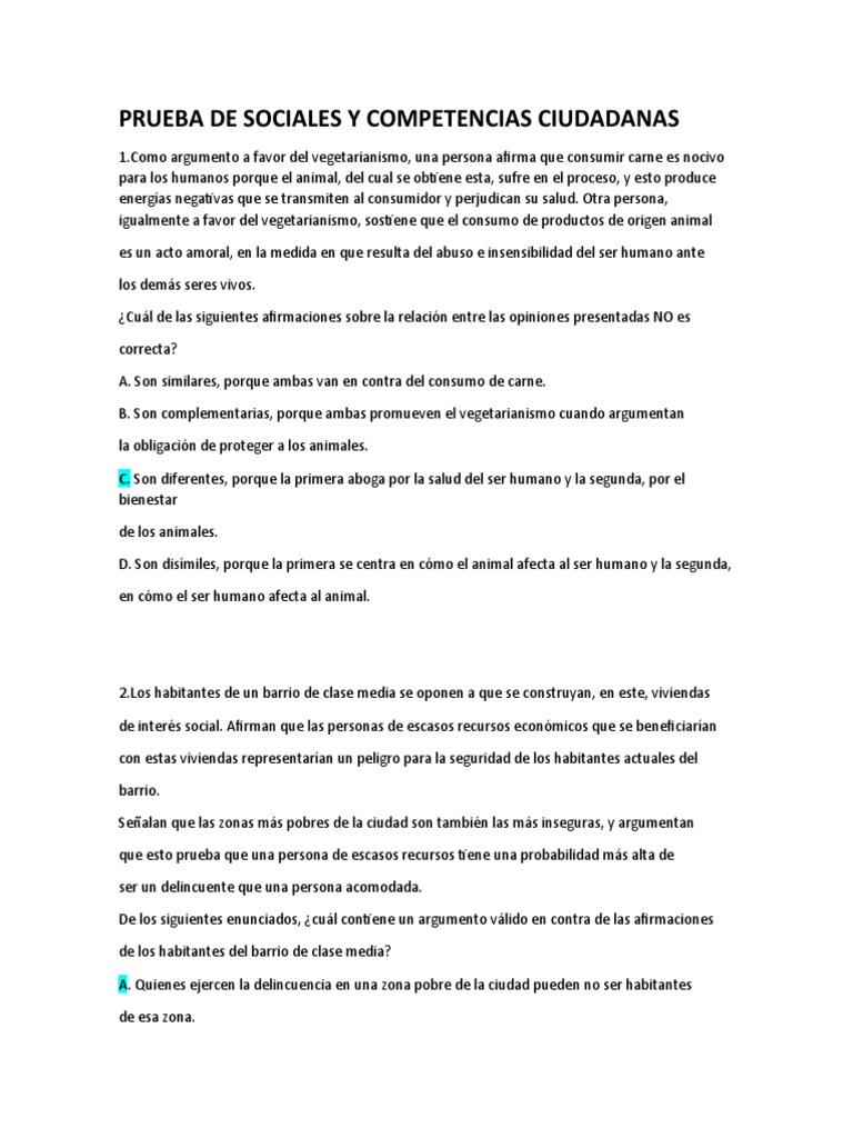 PRUEBA DE SOCIALES Y COMPETENCIAS CIUDADANAS Grado Once | PDF ...