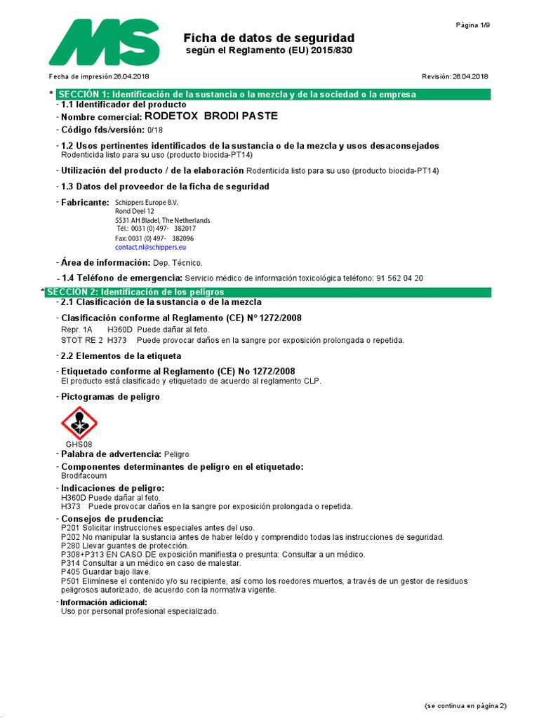 H.S Klerat Pellets | PDF | Guante | Agua