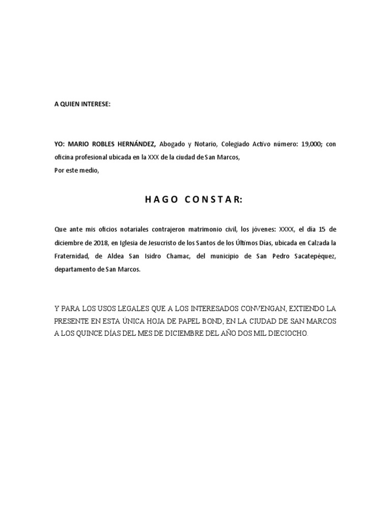 Constancia de Matrimonio PDF