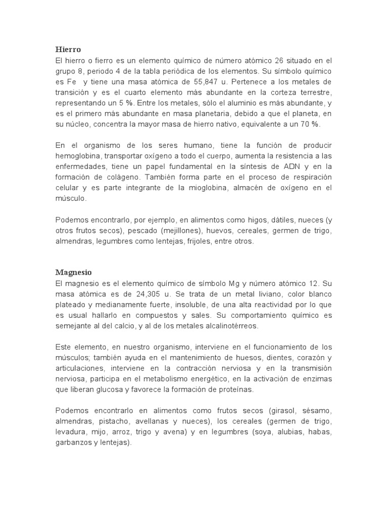 Elementos químicos en el cuerpo humano | PDF | Zinc | Sodio