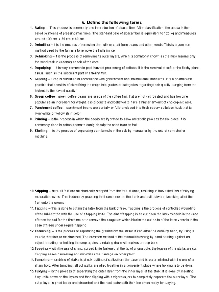Define The Following Terms PDF Cocoa Bean Coffee