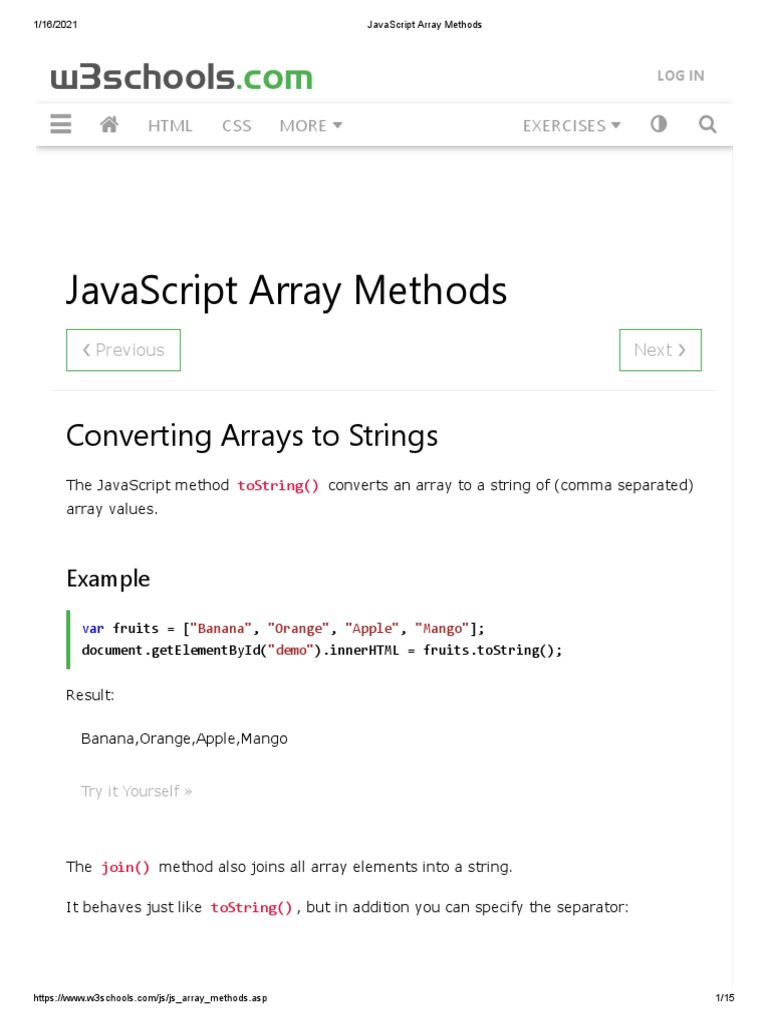 JavaScript Array Methods | PDF | Java Script | J Query