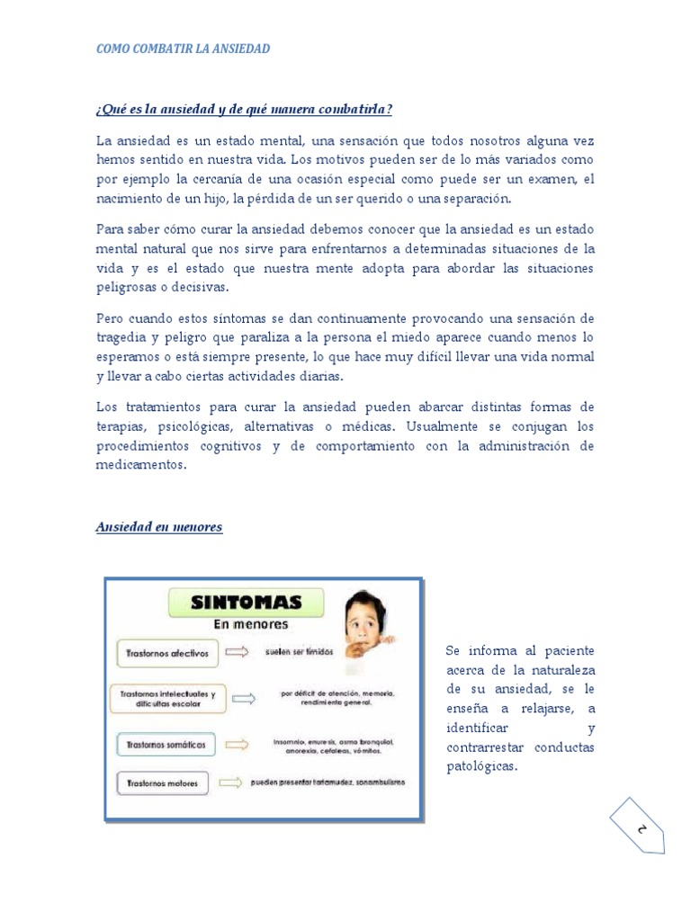 Qué Es La Ansiedad y de Qué Manera Combatirla | PDF | Ansiedad | Las ...