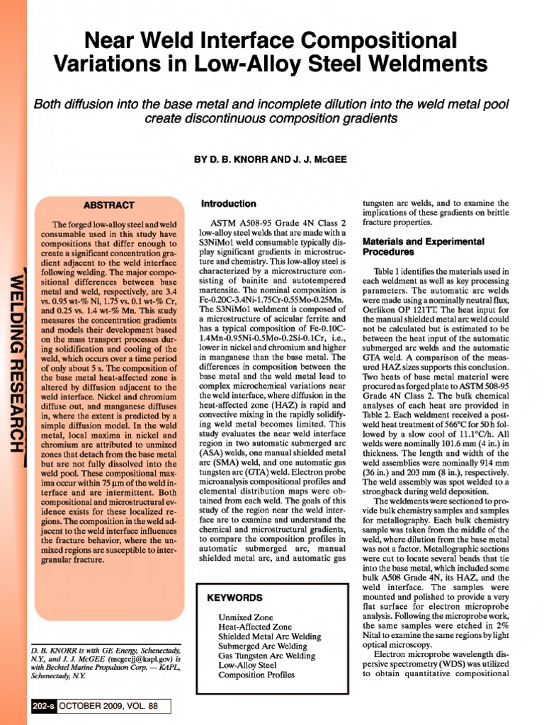 Compositional Gradients in Low-Alloy Steel Welds | PDF | Welding ...