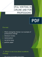 Purposeful Writing in The Discipline and For Professions