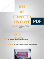 Text AS Connected Discourse: Introduction: Reading and Writing Skills
