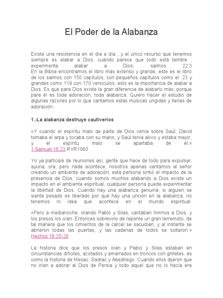 El Poder Transformador de la Alabanza | PDF | Salmos | Jesús