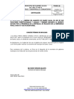 Certificado de movilidad COVID-19 Suárez Cauca
