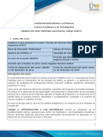 Syllabus Del Curso Materiales para Diseño