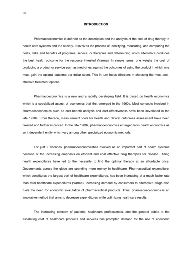 Introduction to Pharmacoeconomics | PDF | Cost Effectiveness Analysis ...
